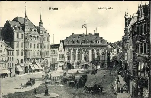 Ak Bonn am Rhein, Marktplatz, Kutschen