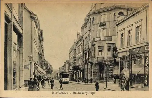 Ak Mönchengladbach am Niederrhein, Hindenburgstraße, Hotel