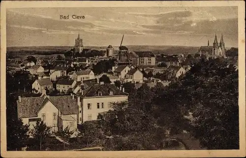 Ak Kleve am Niederrhein, Panorama, Windmühle