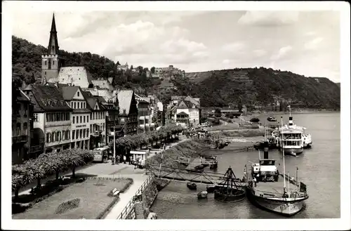 Ak Sankt Goar am Rhein, Rheinpromenade, Dampfer