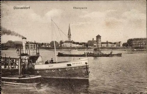 Ak Düsseldorf am Rhein, Rheinpartie, Schiffe