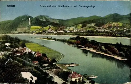 Ak Bonn am Rhein, Panorama, Drachenfels, Siebengebirge