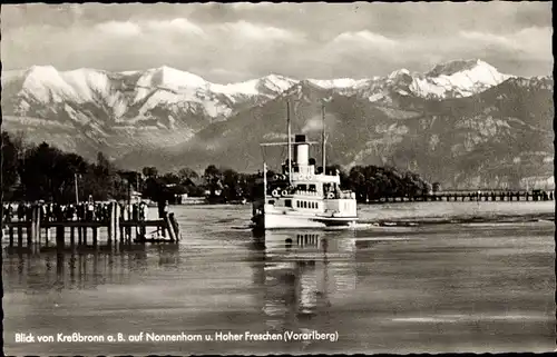 Ak Nonnenhorn am Bodensee, Blick von Kreßbronn, Hoher Freschen, Schiff