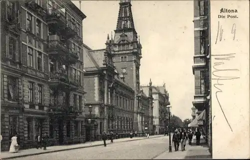 Ak Hamburg Altona, Post, Straßenpartie