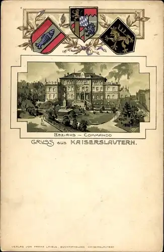 Präge Wappen Litho Kaiserslautern in der Pfalz, Bezirks-Kommando