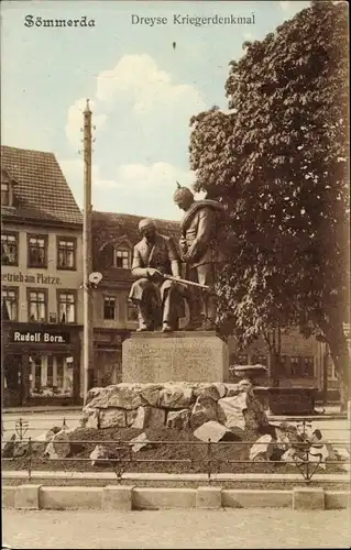 Ak Sömmerda in Thüringen, Dreyse Kriegerdenkmal, Gesamtansicht, G. Rudolf Born