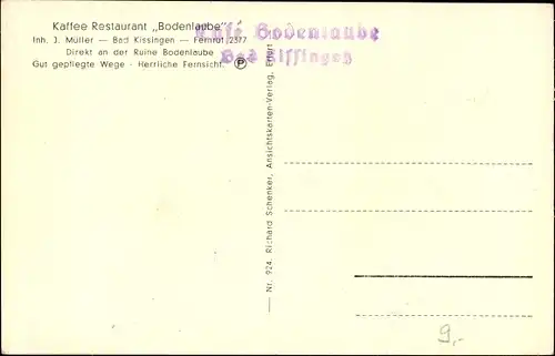 Ak Bad Kissingen Unterfranken Bayern, Kaffee-Restaurant Bodenlaube