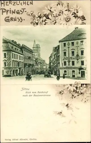 Litho Zittau in Sachsen, Bautznerstraße, Glückwunsch Pfingsten