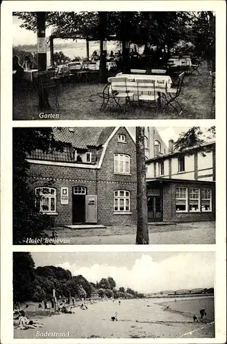 Ak Lauenburg an der Elbe, Hotel Bellevue, W. Werner, Badestrand