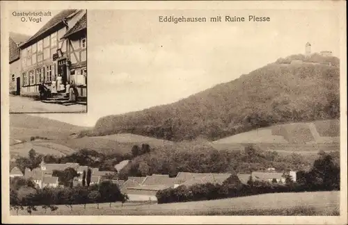 Ak Eddigehausen Bovenden in Niedersachsen, Burg Plesse, Ruine, Gastwirtschaft