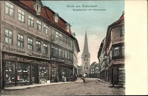 Ak Duderstadt im Eichsfeld, Spiegelbrücke, Westerturm