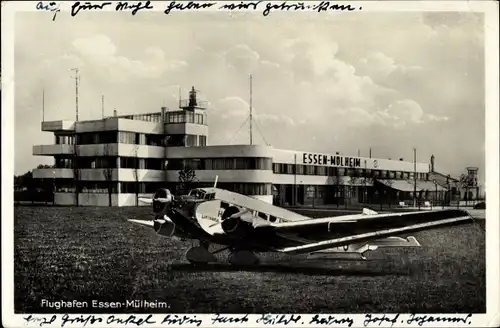 Ak Mülheim an der Ruhr, Flughafen, Gaststätte, Lufthansa Flugzeug