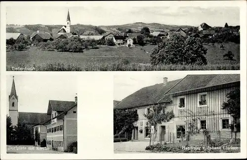 Ak Tiefenbach in der Oberpfalz, Gesamtansicht, Dorfplatz, Kirche, Handlung Johann Lindaer