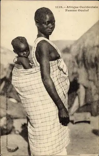 Ak Senegal, Afrique occidentale, Femme Ouolof, Mutter mit Säugling