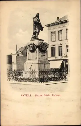 Ak Anvers Antwerpen Flandern, Statue David Teniers