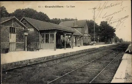 Ak Grandvilliers Oise, Bahnhof