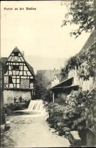 Ak Andlau Elsass Bas Rhin, Häuser an der Andlau