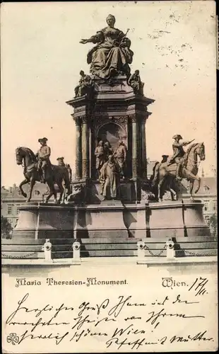 Ak Wien 1 Innere Stadt, Maria Theresien Platz, Maria Theresien Monument