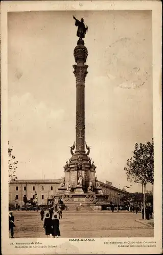 Ak Barcelona Katalonien Spanien, Columbus Denkmal
