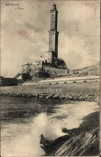 Ak Genova Genua Liguria, Leuchtturm