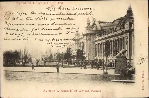 Ak-Weltausstellung von 1900, Avenue Nicolas II und Grand Palais
