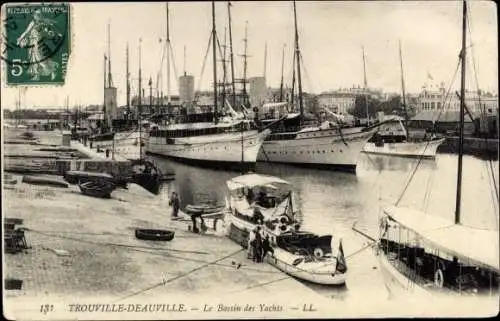 Ak Trouville Deauville Calvados, Das Yachtbecken