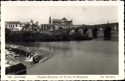 Ak Córdoba Andalusien Spanien, Romanische Brücke, Mezquita
