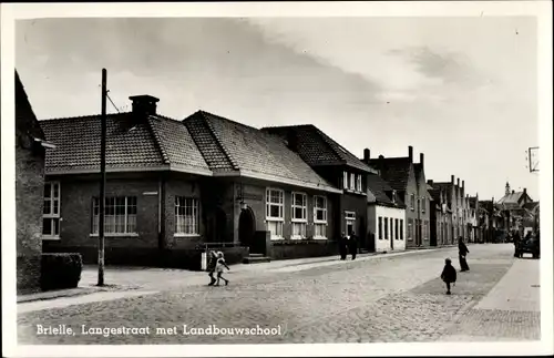 Ak Brielle Südholland, Langestraat met Landbouwschool