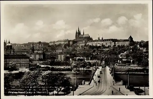 Ak Praha Prag Tschechien, Manesbrücke, Hradschin