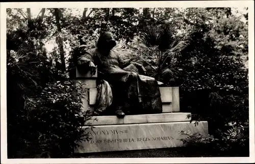 Ak Budapest Ungarn, Anonymus-Denkmal, Stadtwald
