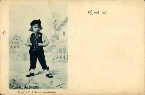 Künstler Ak Niederlande, Junge in Tracht