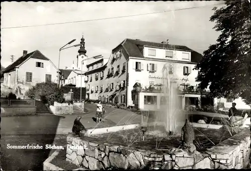 Ak Söchau Steiermark, Springbrunnen, Kirche