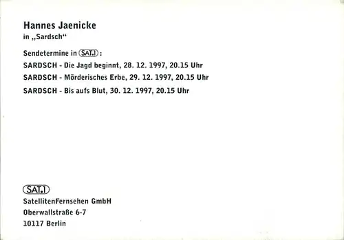 Ak Schauspieler Hannes Jaenicke in Sardsch, Autogramm