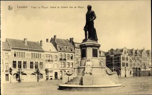 Ak Louvain Leuven Flämisch Brabant, Place du peuple, Statue de Sylvain Van de Weyer