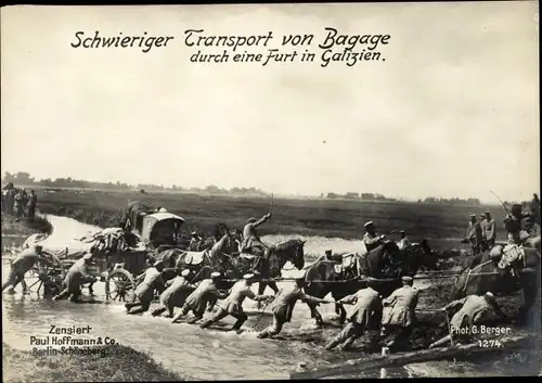 Ak Östlicher Kriegsschauplatz, Galizien, Transport von Bagage durch eine Fort, I WK