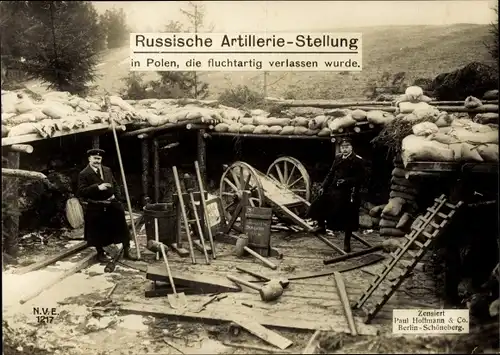 Ak Polen, Östlicher Kriegsschauplatz, verlassene russische Artillerie-Stellung, I WK