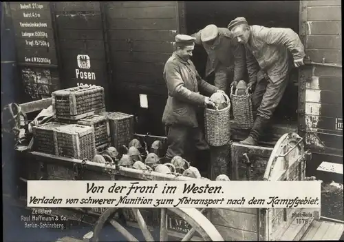 Ak Westfront, Verladen von schwerer Munition zum Abtransport nach dem Kampfgebiet, I WK