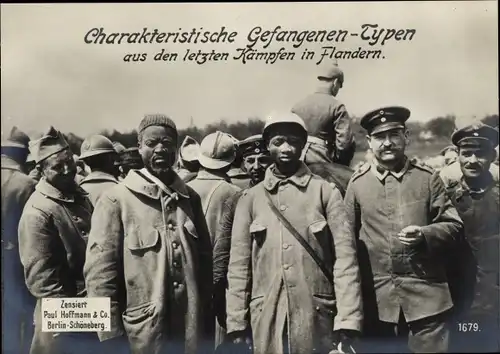 Ak Westfront, Kriegsgefangene nach den letzten Kämpfen in Flandern, I WK