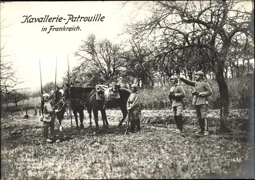 Ak Frankreich, deutsche Kavallerie-Patrouille, I WK