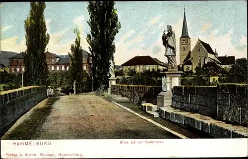 Ak Hammelburg in Unterfranken Bayern, Blick auf die Saalbrücke