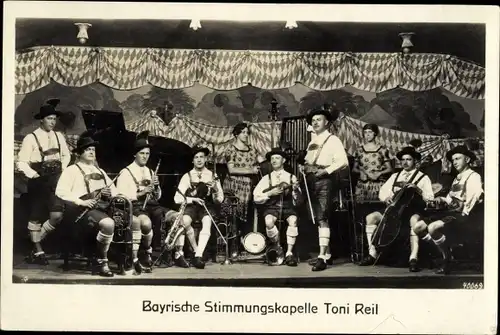 Ak Bayrische Stimmungskapelle Toni Reil, Bayrische Tracht, Musikinstrumente