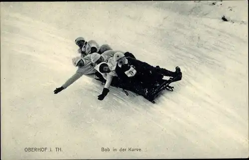 Ak Oberhof im Thüringer Wald, Bob in der Kurve