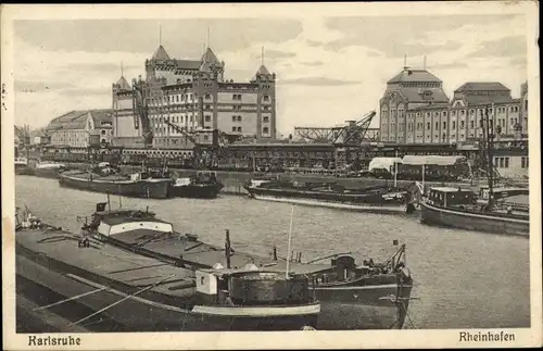 Ak Karlsruhe in Baden, Rheinhafen