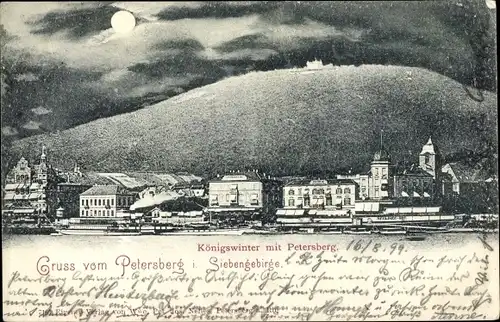 Ak Königswinter am Rhein, Ort mit Petersberg