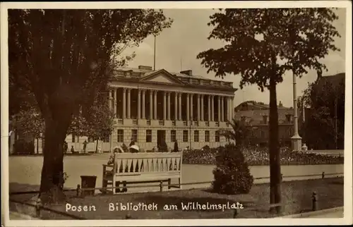 Ak Poznań Posen, Bibliothek am Wilhelmsplatz