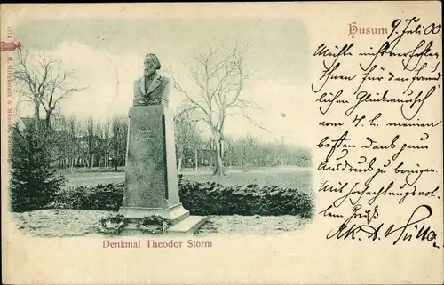Ak Husum in Nordfriesland, Denkmal Theodor Storm