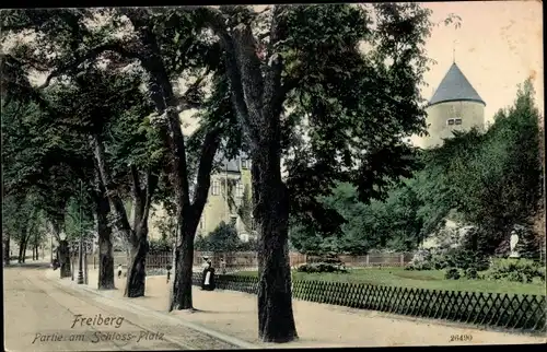 Ak Freiberg in Sachsen, Partie am Schlossplatz