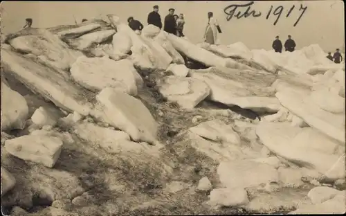 Foto Ak Werkendam Nordbrabant, Eisschollen, Winter