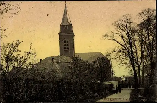 Ak Werkendam Nordbrabant, Teilansicht, Kirche