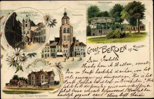 Litho Bergen op Zoom Nordbrabant, Schule, Park, Tor